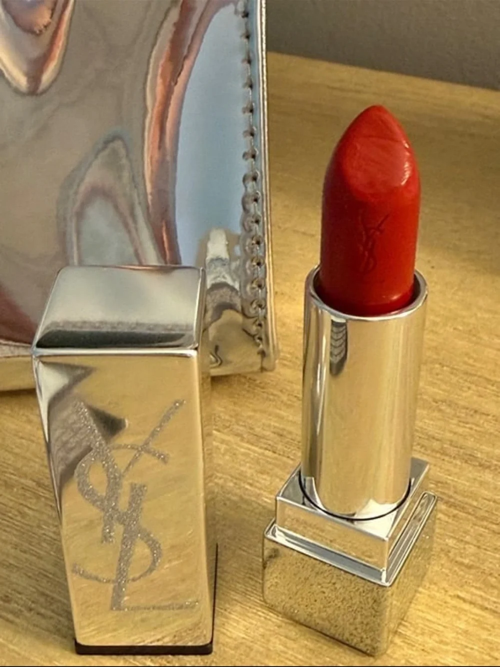 Yves Saint Laurent reflective silver